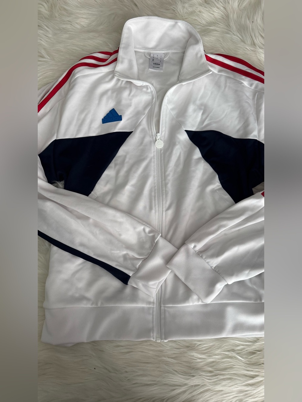 adidas White Navy Red Athletic Track Jacket